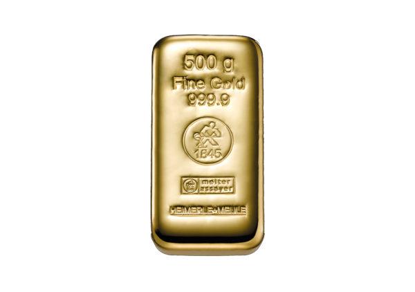 500g Goldbarren (Guss) - Heimerle und Meule